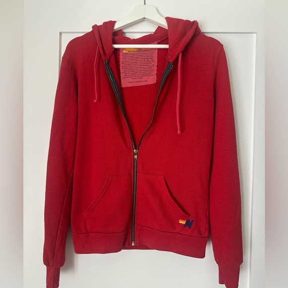 Aviator nation vintage rare red zip up hoodie with lightning bolt size XS - Picture 3 of 7